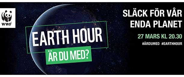 Banner för Earth Hour med WWF:s logotyp.